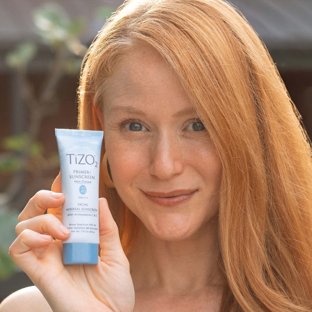 TiZO2 Facial Mineral Sunscreen and Primer SPF 40 Broad Spectrum with Antioxidants, Non-Tinted, Sheer Matte Finish, Fragrance-Free, Oil-Free, Dermatologist-Recommended, PA++++ 1.75 oz