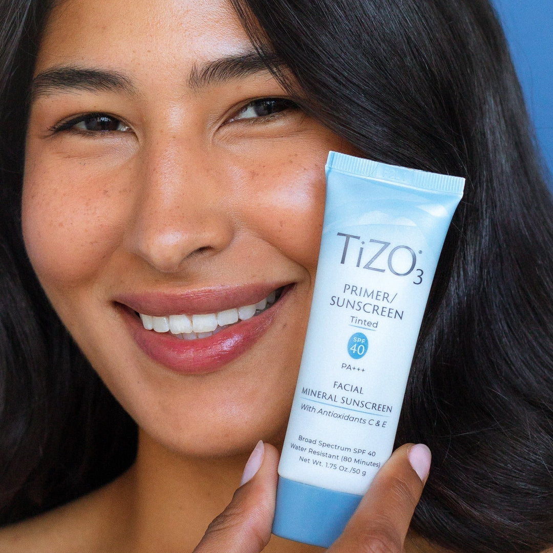 TiZO3 Facial Mineral Sunscreen and Primer, Tinted Broad Spectrum SPF 40 with Antioxidants, Sheer matte finish, Fragrance-Free, Oil-Free, Dermatologist-recommended, PA+++ 1.75 oz