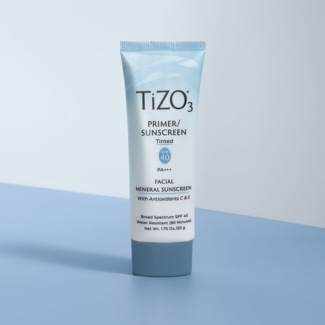 TiZO3 Facial Mineral Sunscreen and Primer, Tinted Broad Spectrum SPF 40 with Antioxidants, Sheer matte finish, Fragrance-Free, Oil-Free, Dermatologist-recommended, PA+++ 1.75 oz
