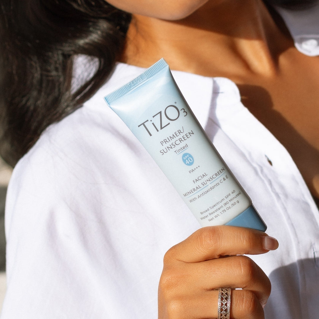 TiZO3 Facial Mineral Sunscreen and Primer, Tinted Broad Spectrum SPF 40 with Antioxidants, Sheer matte finish, Fragrance-Free, Oil-Free, Dermatologist-recommended, PA+++ 1.75 oz