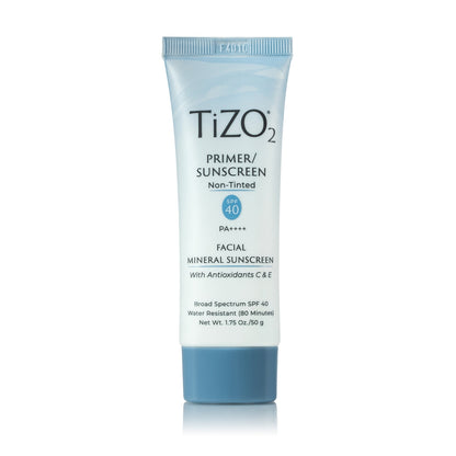 TiZO2 Facial Mineral Sunscreen and Primer SPF 40 Broad Spectrum with Antioxidants, Non-Tinted, Sheer Matte Finish, Fragrance-Free, Oil-Free, Dermatologist-Recommended, PA++++ 1.75 oz