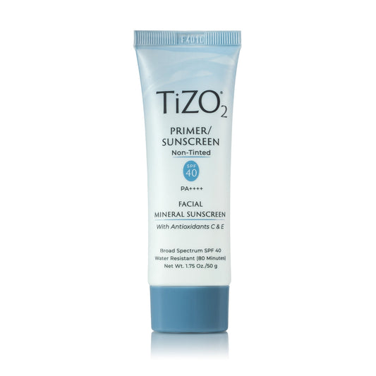 TiZO2 Facial Mineral Sunscreen and Primer SPF 40 Broad Spectrum with Antioxidants, Non-Tinted, Sheer Matte Finish, Fragrance-Free, Oil-Free, Dermatologist-Recommended, PA++++ 1.75 oz